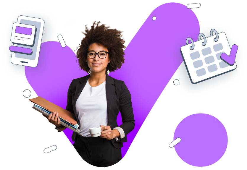 Woman standing with papers
