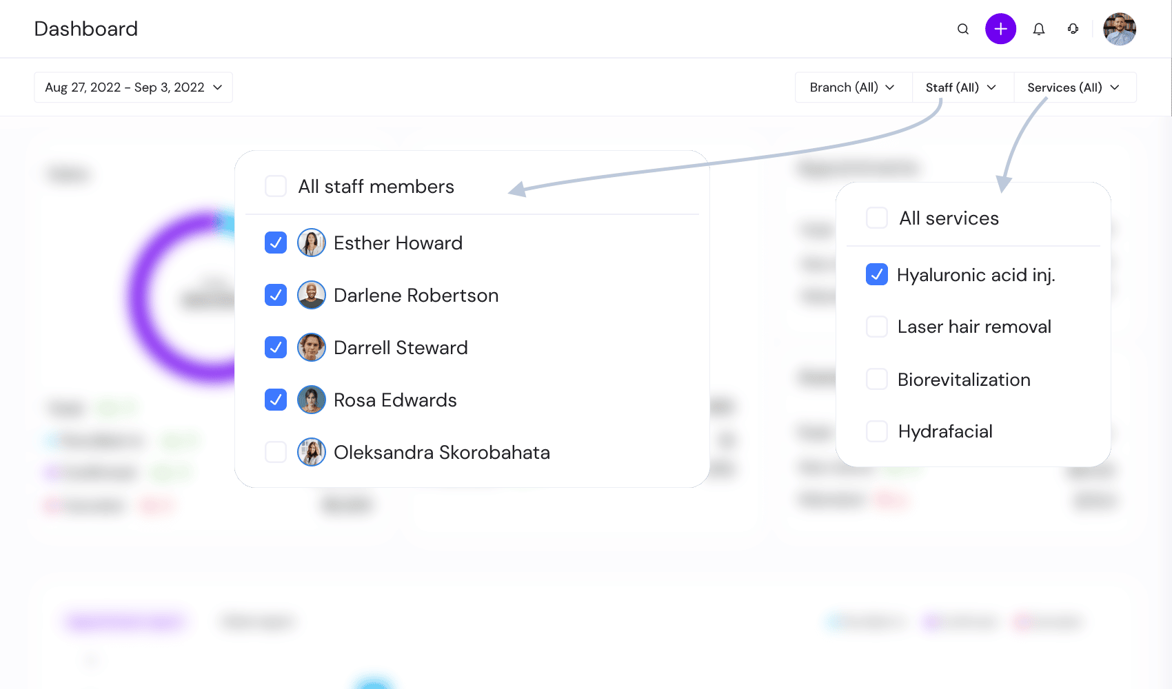 Dashboard filters
