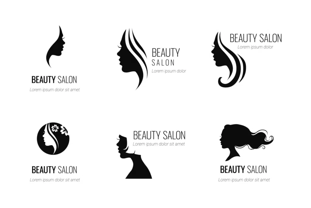 beauty salon logos examples side by side